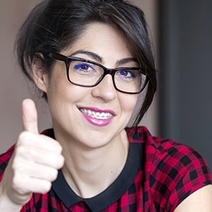 Young woman with braces