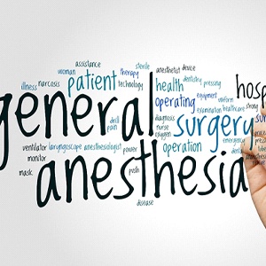 Word cloud featuring general anesthesia, surgery, operation, dentistry
