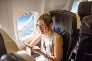 a patient traveling in a plane